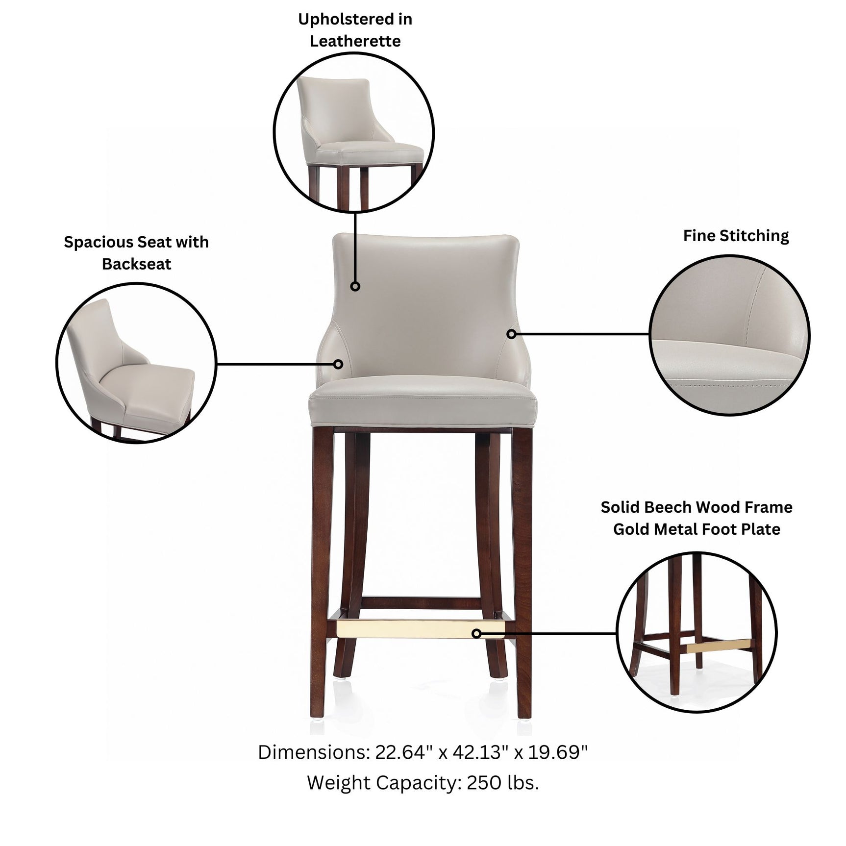 Shubert Barstool in Light Grey - Ornate Home
