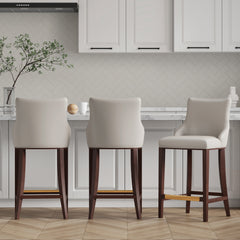 Shubert Barstool in Light Grey (set of 3) - Ornate Home