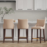 Shubert Barstool in Tan (set of 3) - Ornate Home
