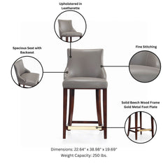 Shubert Counter Stool in Dark Taupe (set of 2) - Ornate Home