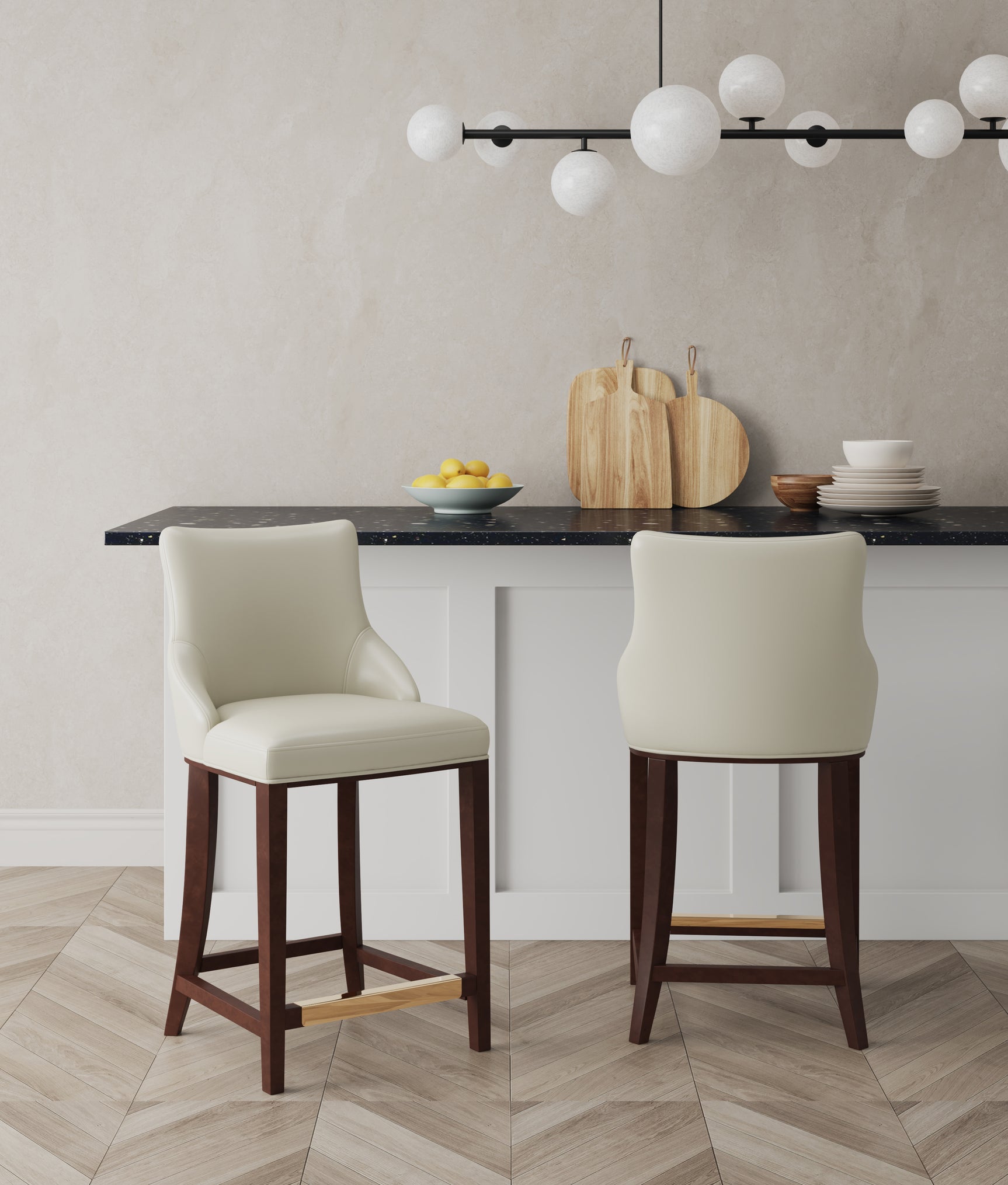 Shubert Counter Stool in Ivory (set of 2) - Ornate Home