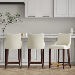 Shubert Counter Stool in Ivory (set of 3) - Ornate Home