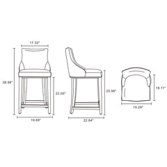 Shubert Counter Stool in Ivory (set of 3) - Ornate Home