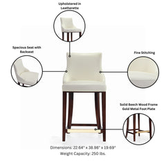 Shubert Counter Stool in Ivory (set of 3) - Ornate Home