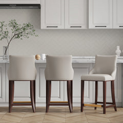 Shubert Counter Stool in Light Grey (set of 3) - Ornate Home