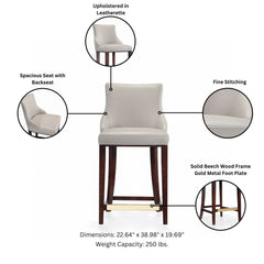 Shubert Counter Stool in Light Grey (set of 3) - Ornate Home