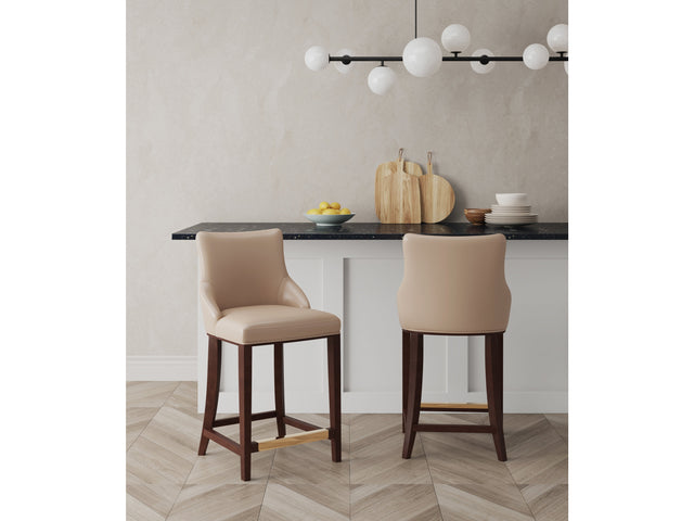 Shubert Counter Stool in Tan (Set of 2) - Ornate Home