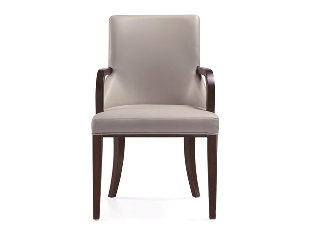 Shubert Faux Leather and Velvet Dining Armchair in Light Grey - Ornate Home