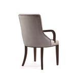 Shubert Faux Leather and Velvet Dining Armchair in Light Grey - Ornate Home