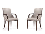 Shubert Faux Leather and Velvet Dining Armchair in Light Grey (set of 2) - Ornate Home