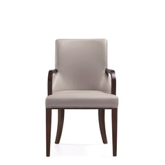 Shubert Faux Leather and Velvet Dining Armchair in Light Grey (set of 2) - Ornate Home