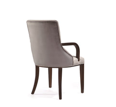 Shubert Faux Leather and Velvet Dining Armchair in Light Grey (set of 2) - Ornate Home
