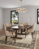 Shubert Faux Leather and Velvet Dining Armchair in Tan - Ornate Home