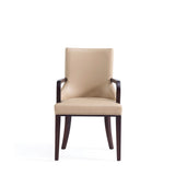 Shubert Faux Leather and Velvet Dining Armchair in Tan - Ornate Home