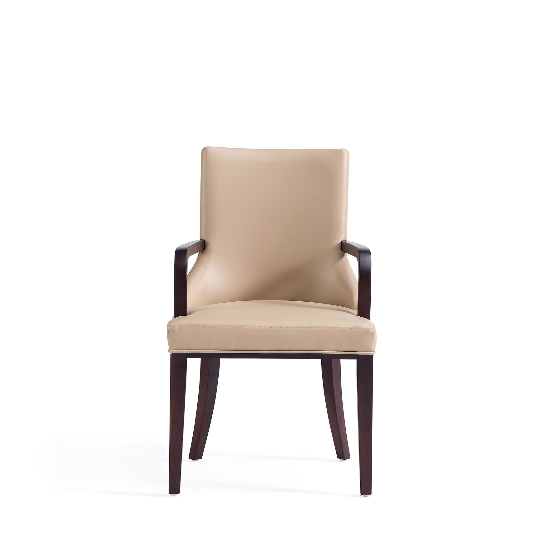 Shubert Faux Leather and Velvet Dining Armchair in Tan - Ornate Home