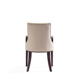 Shubert Faux Leather and Velvet Dining Armchair in Tan - Ornate Home