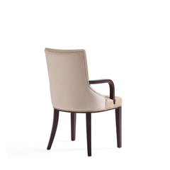 Shubert Faux Leather and Velvet Dining Armchair in Tan (set of 2) - Ornate Home
