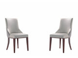 Shubert Faux Leather and Velvet Dining Chair in Light Grey (set of 2) - Ornate Home