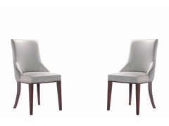 Shubert Faux Leather and Velvet Dining Chair in Light Grey (set of 2) - Ornate Home