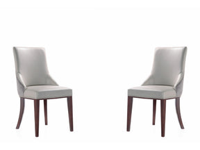 Shubert Faux Leather and Velvet Dining Chair in Light Grey (set of 2) - Ornate Home