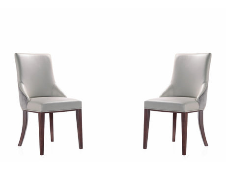 Shubert Faux Leather and Velvet Dining Chair in Light Grey (set of 2) - Ornate Home