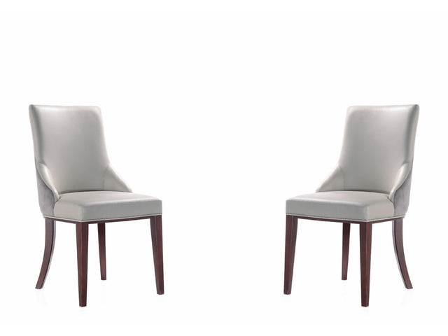 Shubert Faux Leather and Velvet Dining Chair in Light Grey (set of 2) - Ornate Home