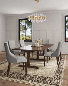 Shubert Faux Leather and Velvet Dining Chair in Light Grey (set of 2) - Ornate Home