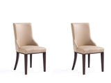 Shubert Faux Leather and Velvet Dining Chair in Tan (set of 2) - Ornate Home