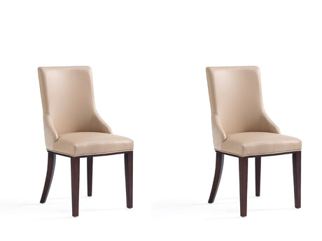 Shubert Faux Leather and Velvet Dining Chair in Tan (set of 2) - Ornate Home