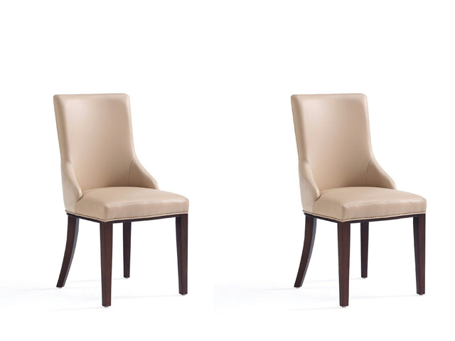 Shubert Faux Leather and Velvet Dining Chair in Tan (set of 2) - Ornate Home