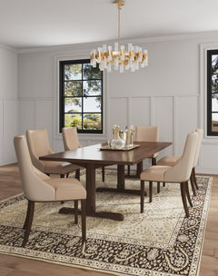Shubert Faux Leather and Velvet Dining Chair in Tan (set of 2) - Ornate Home