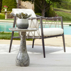 Shura Brown/White Indoor-Outdoor Marble Accent Table - Ornate Home