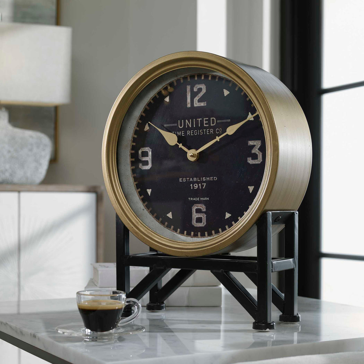 Shyam Black/Gold Table Clocks - Ornate Home