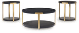 Shylore Black/Brass Finish Occasional Table Set (Set of 3) (Online Special Price) - Ornate Home