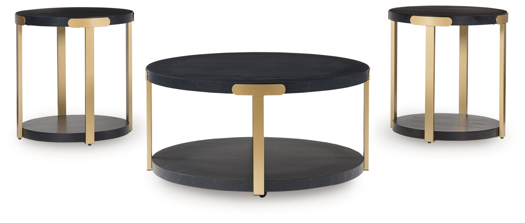 Shylore Black/Brass Finish Occasional Table Set (Set of 3) (Online Special Price) - Ornate Home