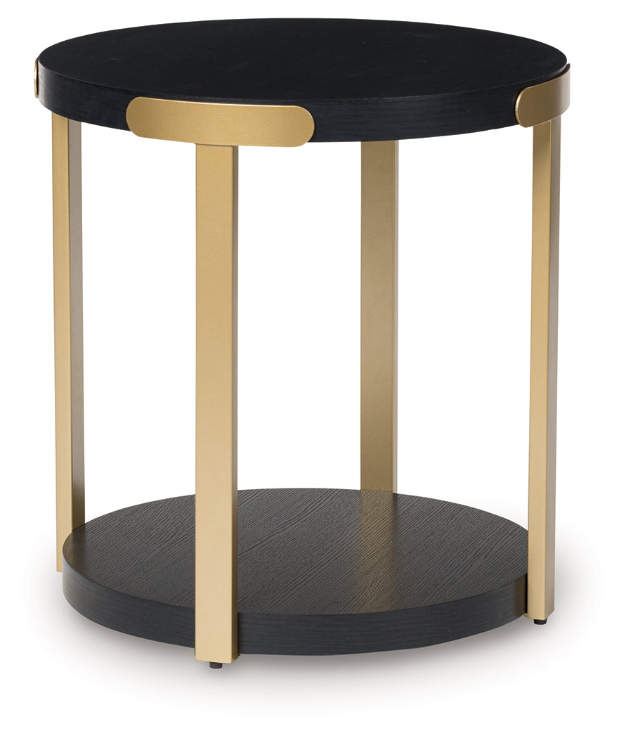 Shylore Black/Brass Finish Occasional Table Set (Set of 3) (Online Special Price) - Ornate Home