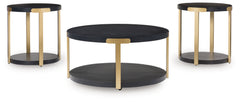 Shylore Black/Brass Finish Occasional Table Set (Set of 3) - Ornate Home