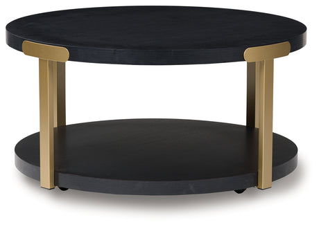 Shylore Black/Brass Finish Occasional Table Set (Set of 3) - Ornate Home