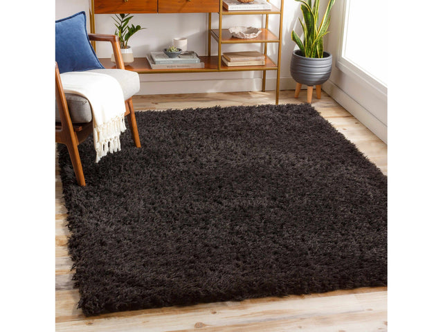 Siari Solid Black Shag Rug - Ornate Home