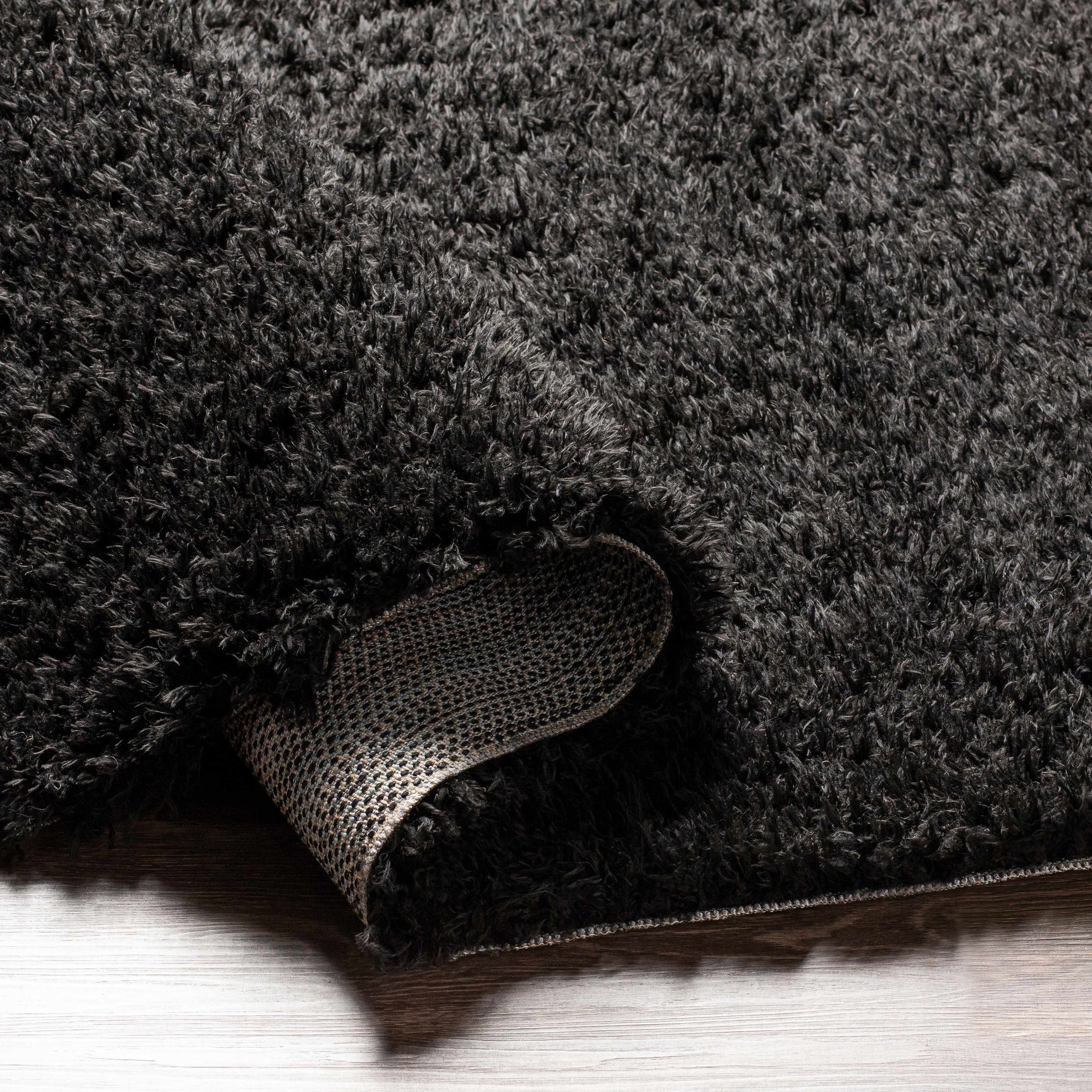 Siari Solid Black Shag Rug - Ornate Home