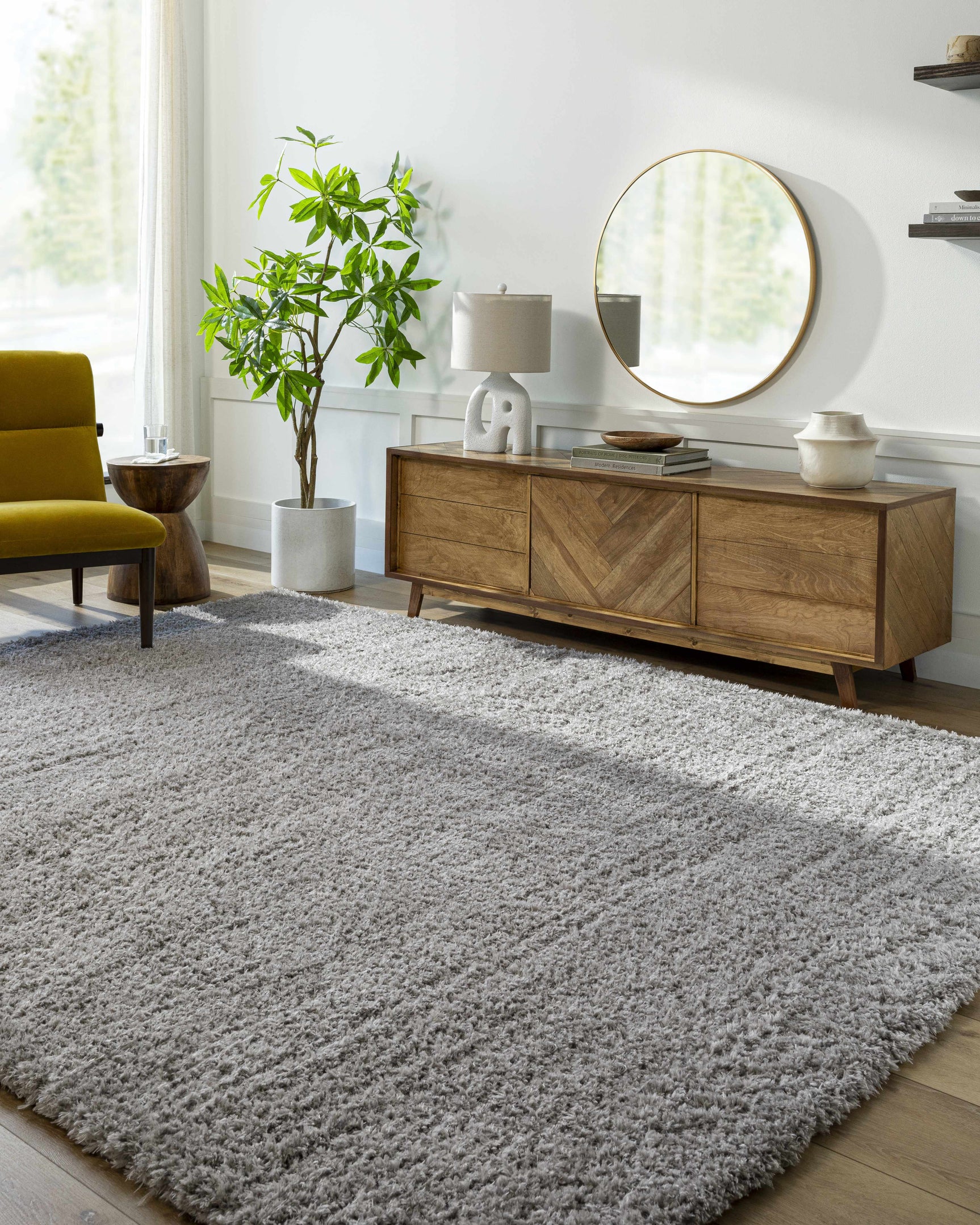 Siari Solid Medium Gray Shag Rug - Ornate Home