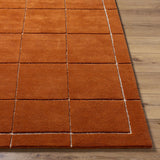 Siarl Burnt Orange Checkered Area Rug - Ornate Home