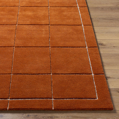 Siarl Burnt Orange Checkered Area Rug - Ornate Home