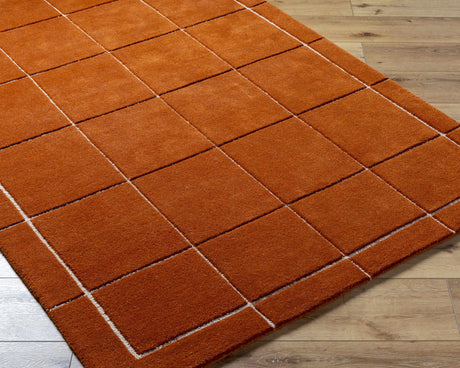 Siarl Burnt Orange Checkered Area Rug - Ornate Home