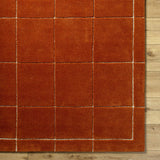 Siarl Burnt Orange Checkered Area Rug - Ornate Home