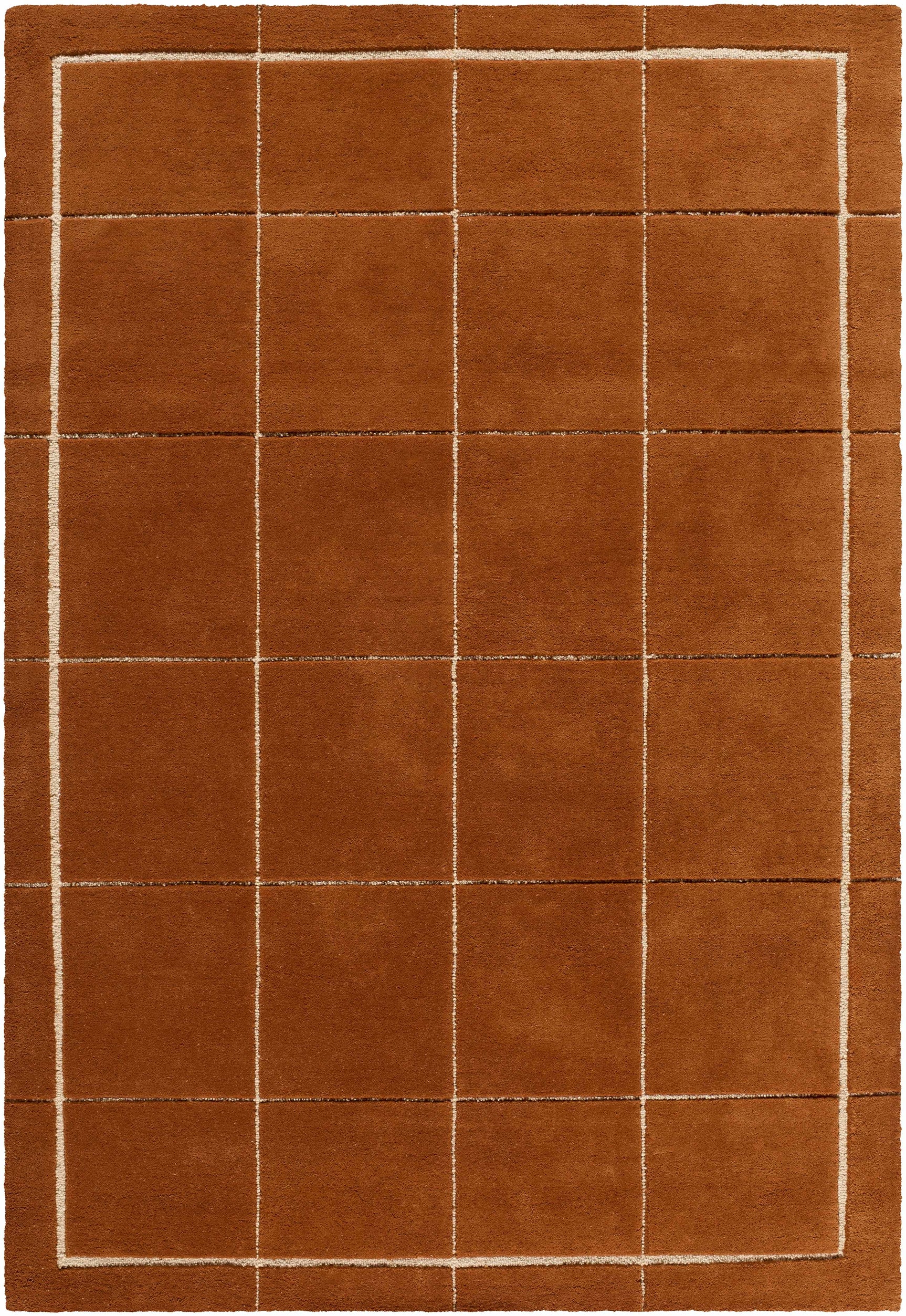 Siarl Burnt Orange Checkered Area Rug - Ornate Home