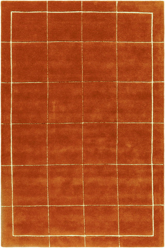 Siarl Burnt Orange Checkered Area Rug - Ornate Home