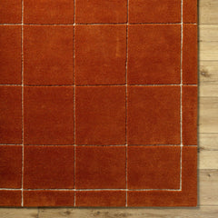 Siarl Burnt Orange Checkered Area Rug - Ornate Home
