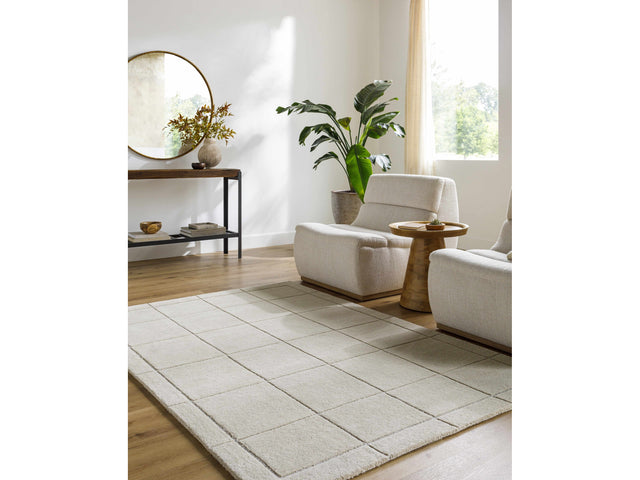 Siarl Cream Checkered Area Rug - Ornate Home