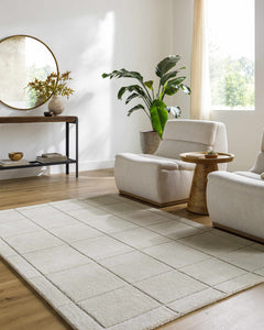 Siarl Cream Checkered Area Rug - Ornate Home